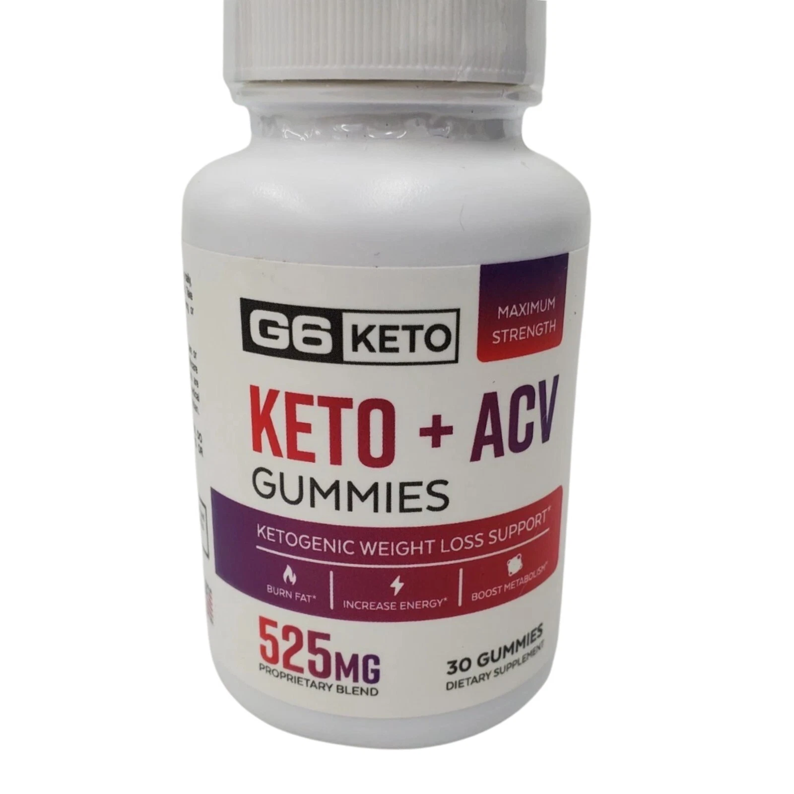 G6 Keto ACV Gummies 30ct Apple Cider Vinegar Weight Loss GMO Free USA EXP 04/26