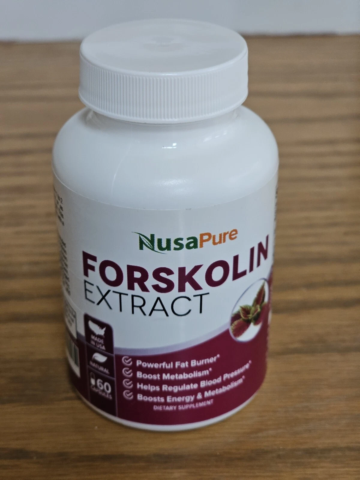 NusaPure FORSKOLIN EXTRACT 250 mg Powerful Fat Burner 60 capsules OPEN BOTTLE