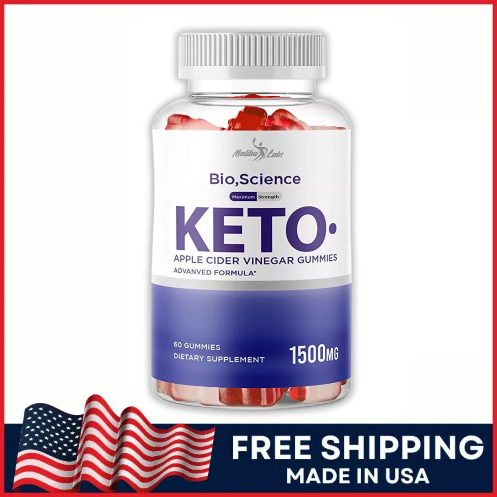 Bio Science Keto ACV Gummies Weight Loss - 1500mg Apple Cider Vinegar(1 pack)