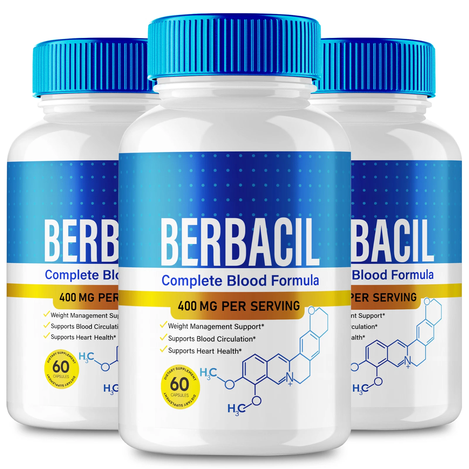 (3 Pack) Berbacil Capsules to Support Healthy Blood Sugar and Pressure Levels