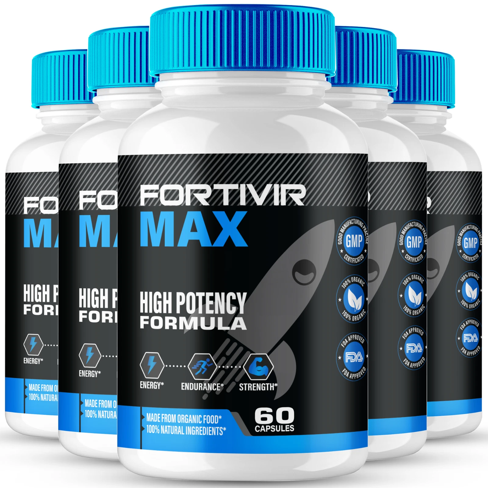 (5 Pack) Fortivir Max Men Capsules, FortivirMax Maximum Performance Male Pills