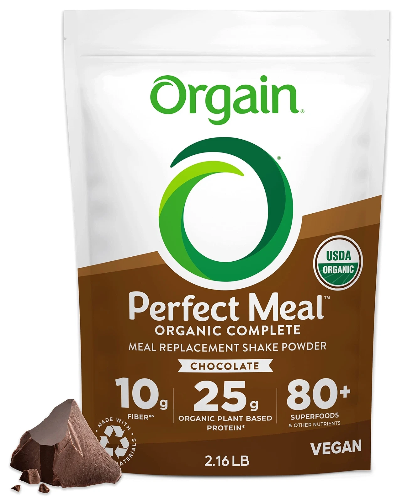 Orgain Perfect Meal, Organic, Vegan Meal Protein , Chocolate - 25g Plant Base...