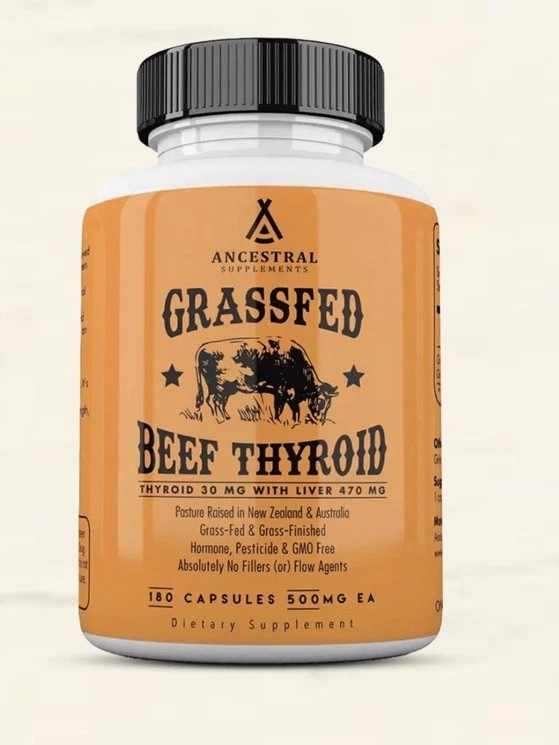 Ancestral Supplements Grass Fed Beef Thyroid 500 mg 180 Caps