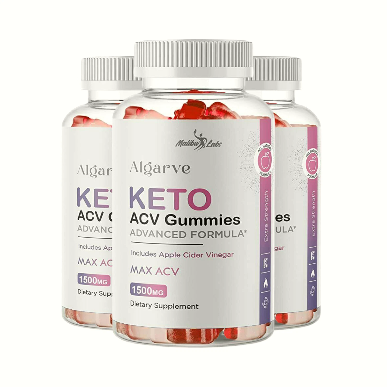 3-Pack Algarve Keto ACV Gummies - Advanced Weight Loss, Vegan (180 Gummies)
