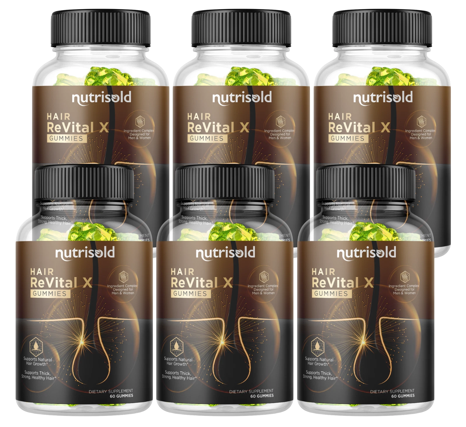 Hair ReVital X Supports Natural Hair Growth 6 Bottles 360 Gummies