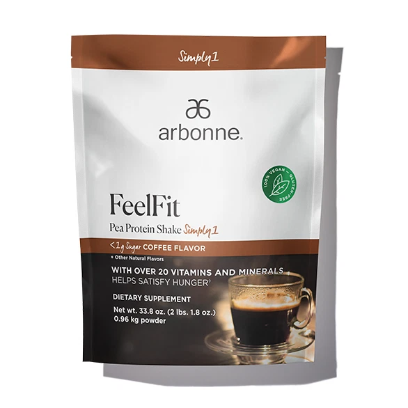 $5 OFF Arbonne FeelFit Pea Protein Shake Simply1 - Coffee Flavor 5640