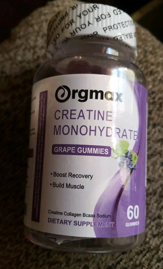 Orgmax Creatine Monohydrate Grape Gummies 60 Count Recovery/ Muscle