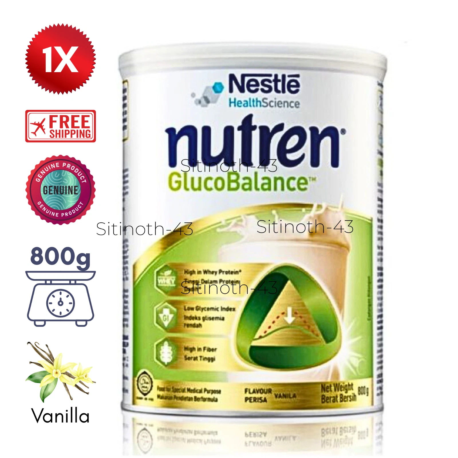 Original 800g Nestle Nutren Diabetic Complete Nutrition Vanilla Flavor