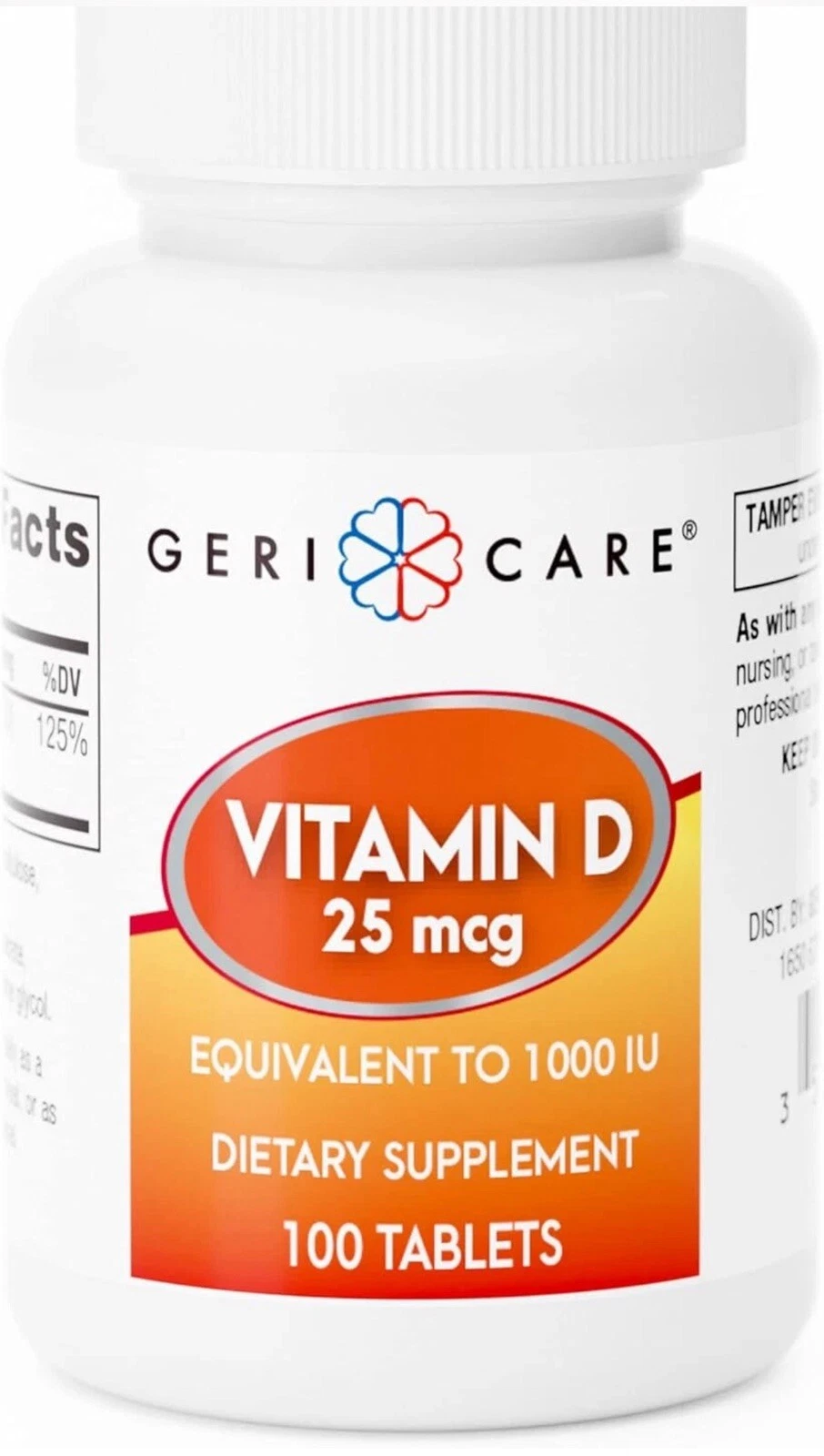 Vitamin D 25Mcg Tablets Dietary Supplement, 100 Count