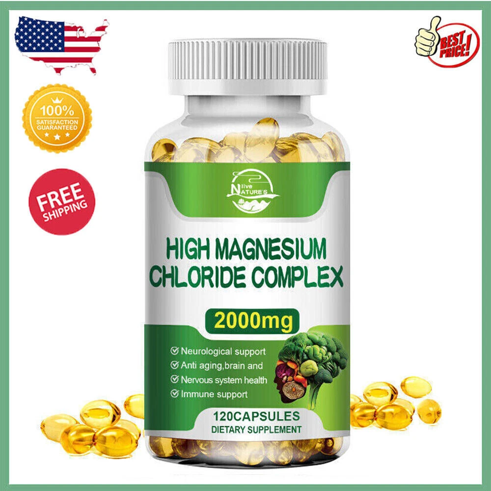 120Pills Magnesium Citrate 2000mg Capsules Super Strong Effective Vegan Capsules